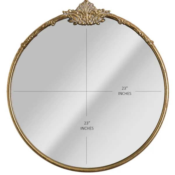 Decorative Mirrors-Kirkland's Home Antique Brass Metal Ornate Round Mirror