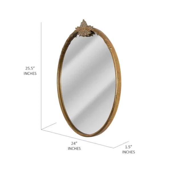Decorative Mirrors-Kirkland's Home Antique Brass Metal Ornate Round Mirror