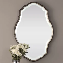 Decorative Mirrors-Kirkland's Home Antique Bronze And Silver Curved Wooden Mirror