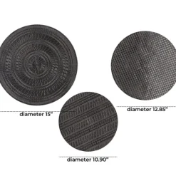 Wall Plaques-Kirkland's Home Antique Dark Geometric 3-Pc. Wall Plaque Set Brown/Black