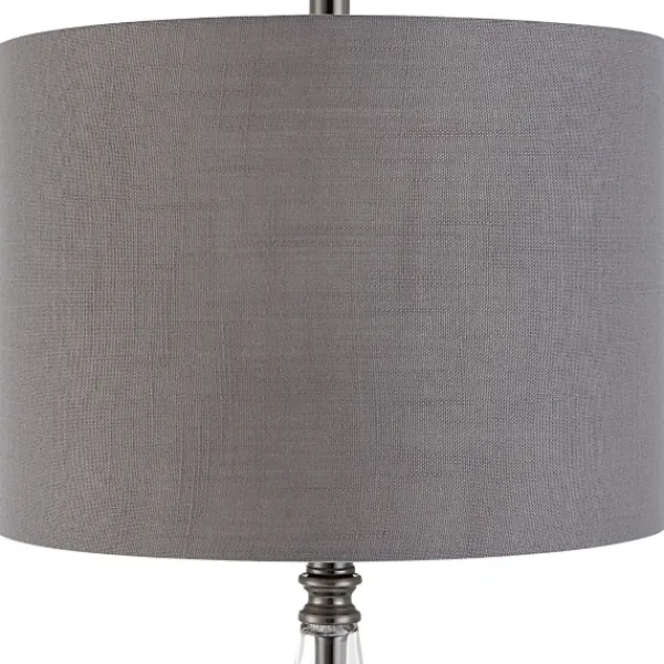 Table Lamps-Kirkland's Home Antique Dark Nickel Cone Base Table Lamp Gray