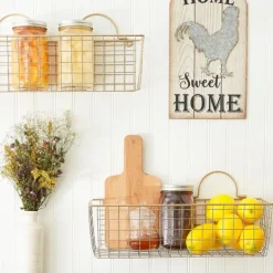 Wall Storage-Kirkland's Home Antique Gold 2-Pc. Long Wire Basket Set, 17 In.