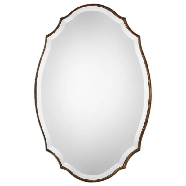 Decorative Mirrors-Kirkland's Home Antique Gold Rounded Edge Wood Wall Mirror