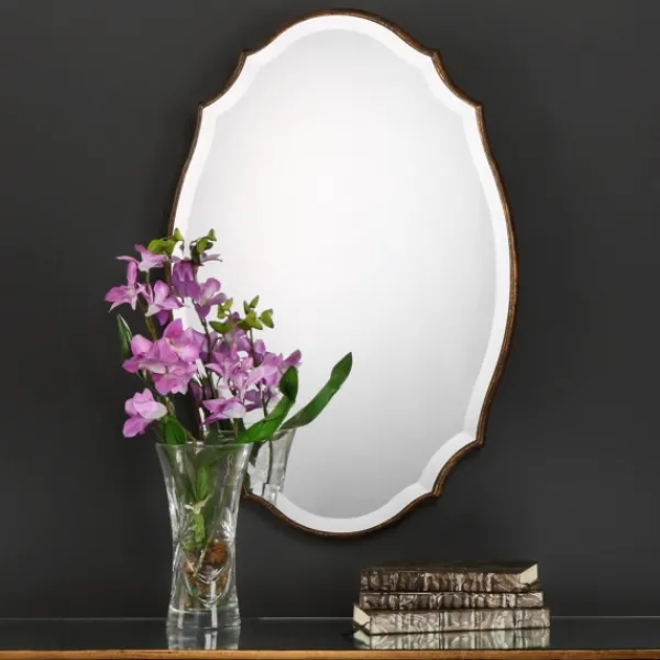 Decorative Mirrors-Kirkland's Home Antique Gold Rounded Edge Wood Wall Mirror
