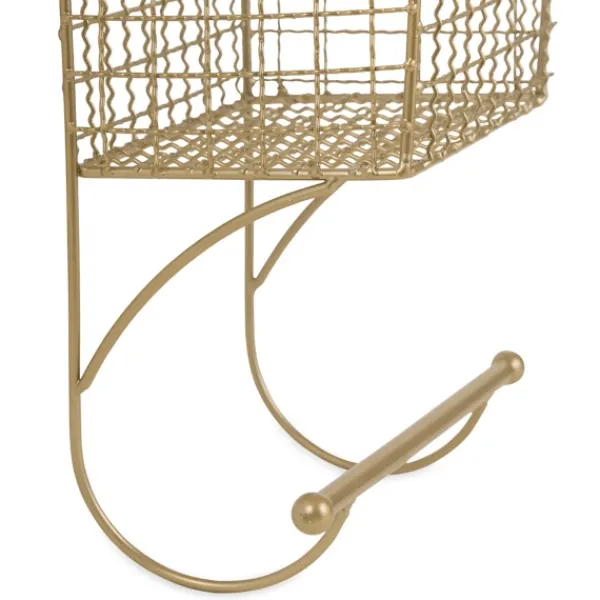 Wall Storage-Kirkland's Home Antique Gold Wire Basket Towel Rack