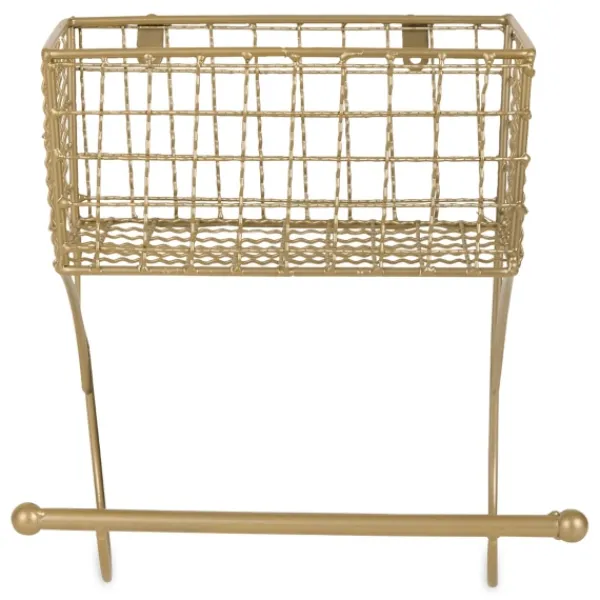Wall Storage-Kirkland's Home Antique Gold Wire Basket Towel Rack