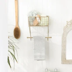 Wall Storage-Kirkland's Home Antique Gold Wire Basket Towel Rack