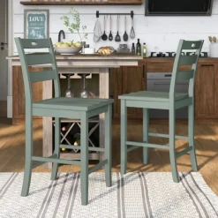 Bar Stools & Counter Height Stools-Kirkland's Home Antique Ladder Counter Stools, Set Of 2 Green