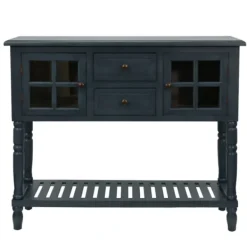 Console Tables-Kirkland's Home Antique Navy Windowpane Buffet Console Table Blue