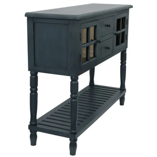 Console Tables-Kirkland's Home Antique Navy Windowpane Buffet Console Table Blue