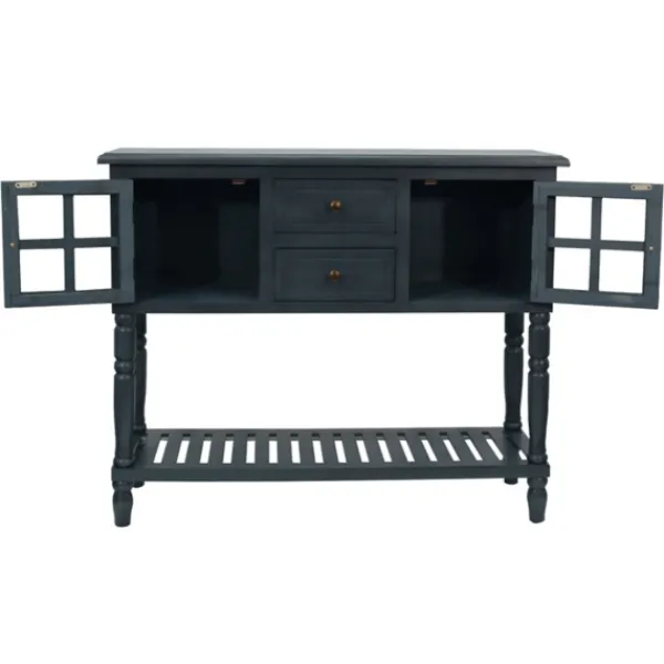 Console Tables-Kirkland's Home Antique Navy Windowpane Buffet Console Table Blue