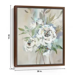 Framed Art-Kirkland's Home Antique Rose Ii Framed Canvas Art Print Tan/White/Green