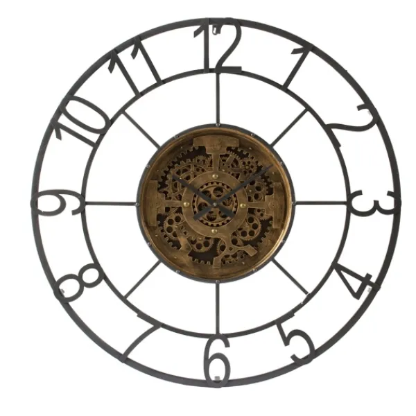 Clocks-Kirkland's Home Antique Rusted Iron Gearwork Wall Clock