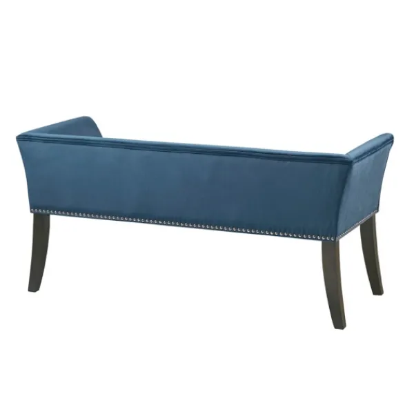 Benches & Ottomans-Kirkland's Home Antique Sapphire Low Back Upholstered Bench Blue