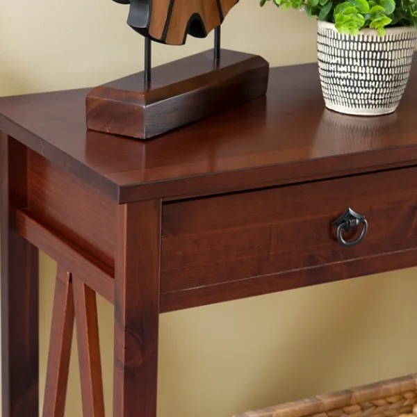 Console Tables-Kirkland's Home Antique Tobacco Console Table With Bottom Shelf