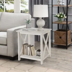 Accent & End Tables-Kirkland's Home Antique Washed Wood Square Side Table White