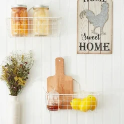 Wall Storage-Kirkland's Home Antique White 2-Pc. Long Wire Basket Set, 11 In.