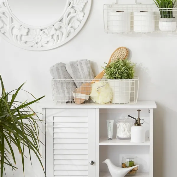 Wall Storage-Kirkland's Home Antique White 2-Pc. Long Wire Basket Set, 17 In.