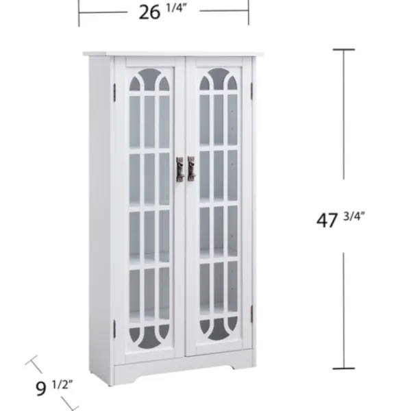 Cabinets & Sideboards-Kirkland's Home Antique White Tall Windowpane Cabinet