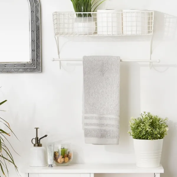 Wall Storage-Kirkland's Home Antique White Wire Basket Towel Rack, 17 In.