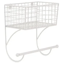 Wall Storage-Kirkland's Home Antique White Wire Basket Towel Rack