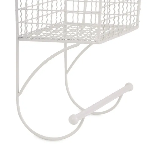 Wall Storage-Kirkland's Home Antique White Wire Basket Towel Rack