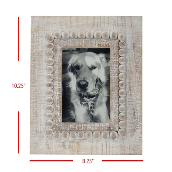 Picture Frames-Kirkland's Home Antique White Wood Beaded Picture Frame, 4X6
