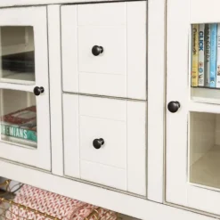 Console Tables-Kirkland's Home Antique White Wood Tv Stand Console Table Ivory