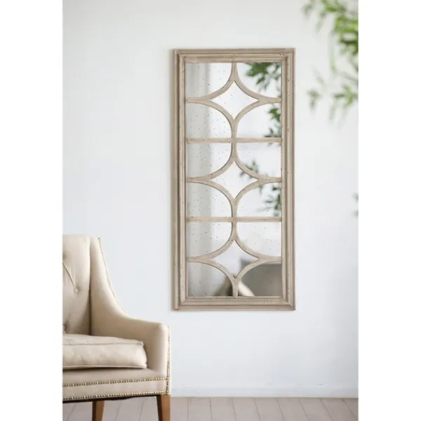 Decorative Mirrors-Kirkland's Home Antique Whitewashed Diamond Panel Wall Mirror