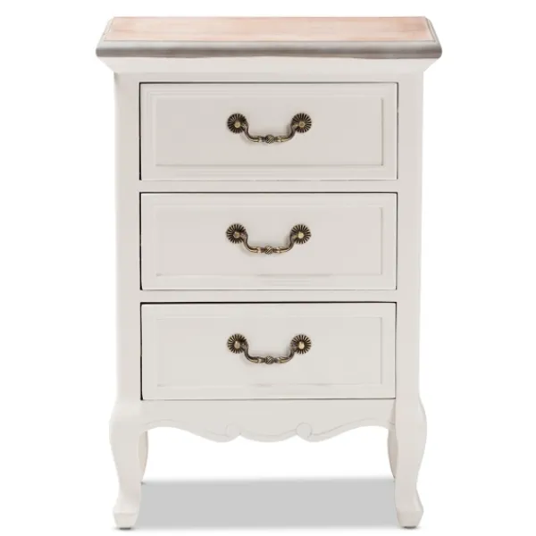 Nightstands-Kirkland's Home Antique Wooden 3-Drawer Nightstand White