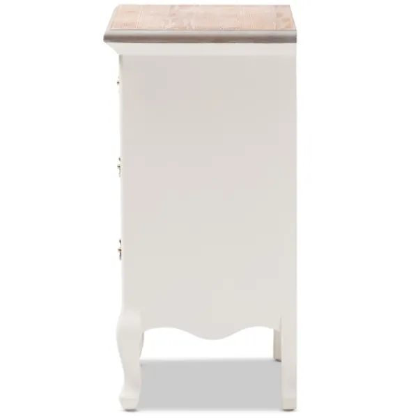 Nightstands-Kirkland's Home Antique Wooden 3-Drawer Nightstand White