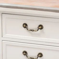 Nightstands-Kirkland's Home Antique Wooden 3-Drawer Nightstand White