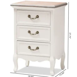 Nightstands-Kirkland's Home Antique Wooden 3-Drawer Nightstand White