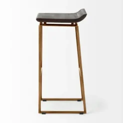 Bar Stools & Counter Height Stools-Kirkland's Home Antiqued Gold Frame Modern Bar Stool Gold/Brown