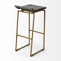 Bar Stools & Counter Height Stools-Kirkland's Home Antiqued Gold Frame Modern Bar Stool Gold/Brown