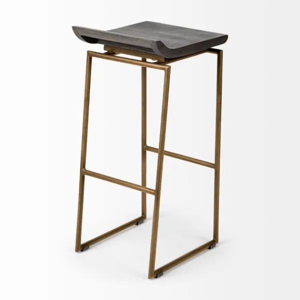 Bar Stools & Counter Height Stools-Kirkland's Home Antiqued Gold Frame Modern Bar Stool Gold/Brown