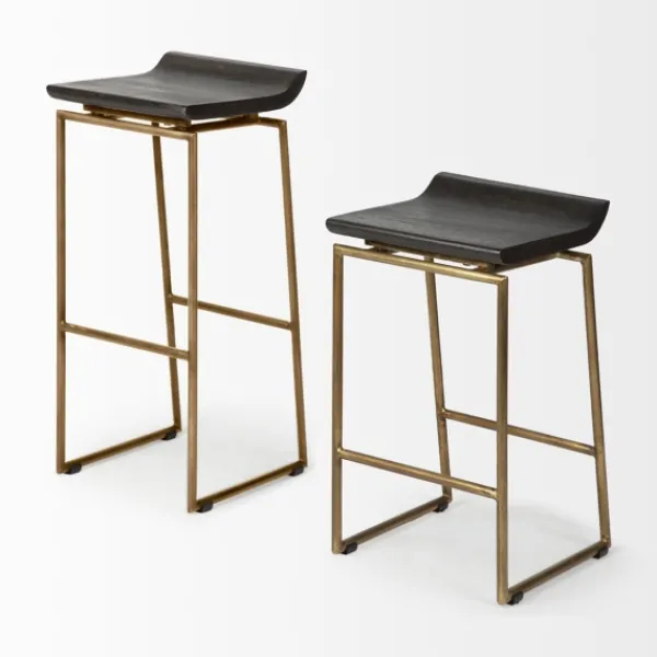 Bar Stools & Counter Height Stools-Kirkland's Home Antiqued Gold Frame Modern Bar Stool Gold/Brown