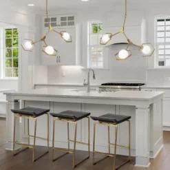 Bar Stools & Counter Height Stools-Kirkland's Home Antiqued Gold Frame Modern Bar Stool Gold/Brown