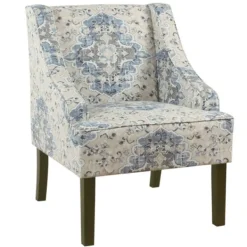 Accent Chairs-Kirkland's Home Antiqued Medallion Swoop Arm Accent Chair Blue