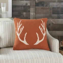 Pillows-Kirkland's Home Antlers Cotton Throw Pillow Orange
