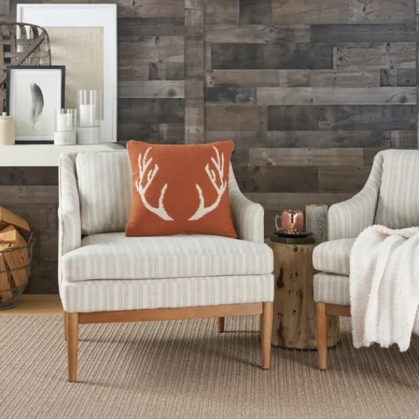 Pillows-Kirkland's Home Antlers Cotton Throw Pillow Orange