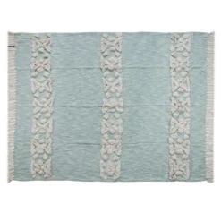 Blankets & Throws-Kirkland's Home Aqua Blue Aztec Fringe Throw Blue/Ivory
