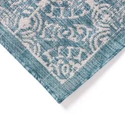 Outdoor Rugs-Kirkland's Home Aqua Embellished Indoor/Outdoor Area Rug, 3X4 Blue/White