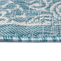 Outdoor Rugs-Kirkland's Home Aqua Embellished Indoor/Outdoor Area Rug, 3X4 Blue/White