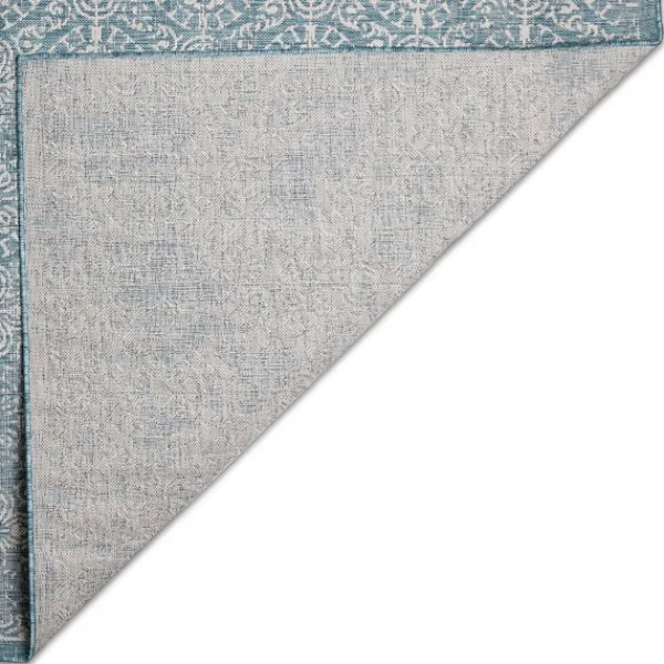 Outdoor Rugs-Kirkland's Home Aqua Embellished Indoor/Outdoor Area Rug, 3X4 Blue/White