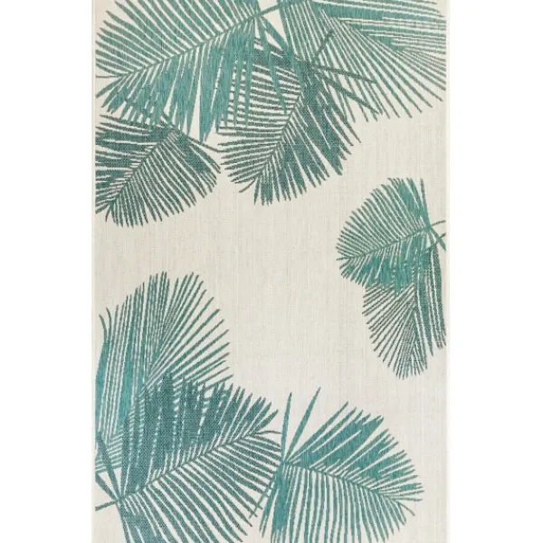 Outdoor Rugs-Kirkland's Home Aqua Forest Leaf Indoor/Outdoor Area Rug, 6X9 Green/White