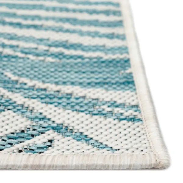 Outdoor Rugs-Kirkland's Home Aqua Forest Leaf Indoor/Outdoor Area Rug, 6X9 Green/White
