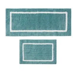 Bathroom Rugs-Kirkland's Home Aqua Geometric Pattern Reversible Bath Mat, 34 In Green/White
