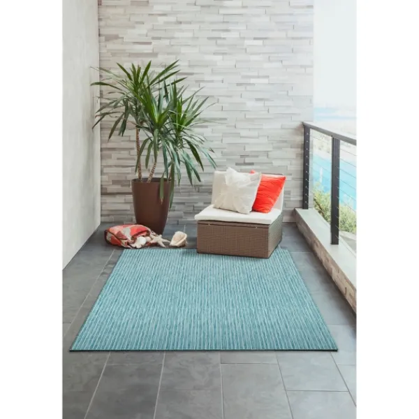 Outdoor Rugs-Kirkland's Home Aqua Intertwine Indoor/Outdoor Area Rug, 7X9 Blue