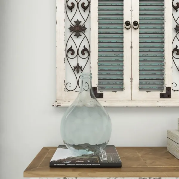 Vases-Kirkland's Home Aqua Teardrop Glass Tabletop Decorative Vase Blue